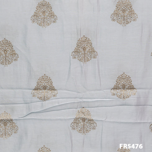 Embroidered Sequins on Pure Silk Chanderi Fabric-FR5476